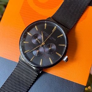 Stuhrling “Monaco” Men’s Black Mesh Stainless Steel Watch, 39mm